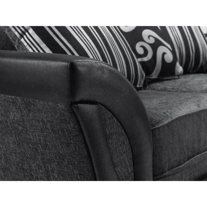 Ferol Fabric 3 Seater and 2 Seater Sofa Set - Black/Grey