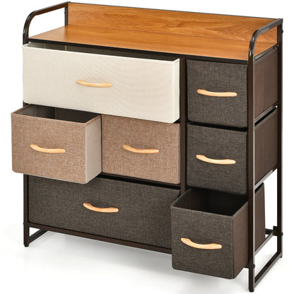 7-Drawer Dresser with Wooden Top for Bedroom Hallway