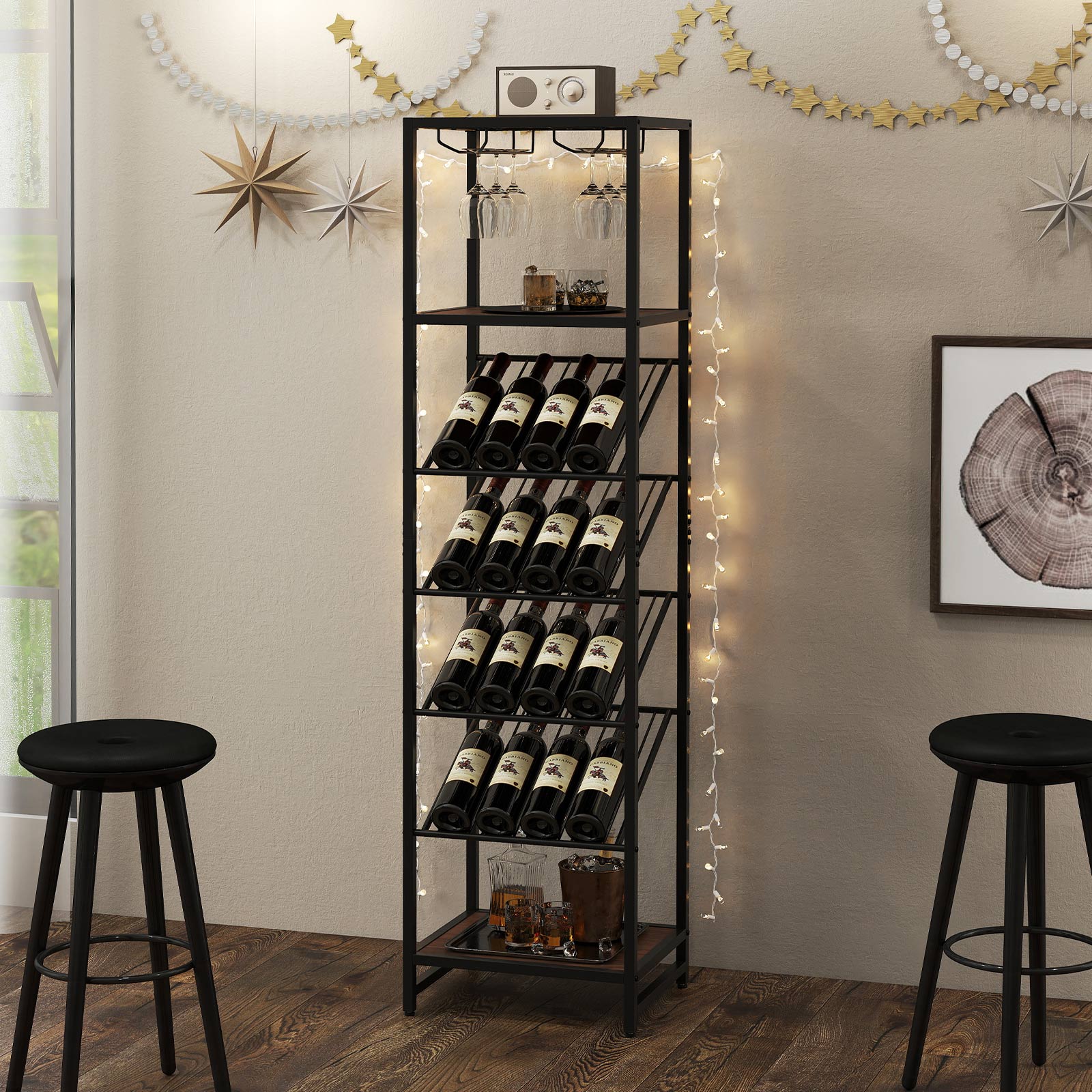 7-Tier Freestanding Wine Rack Liquor Storage Stand