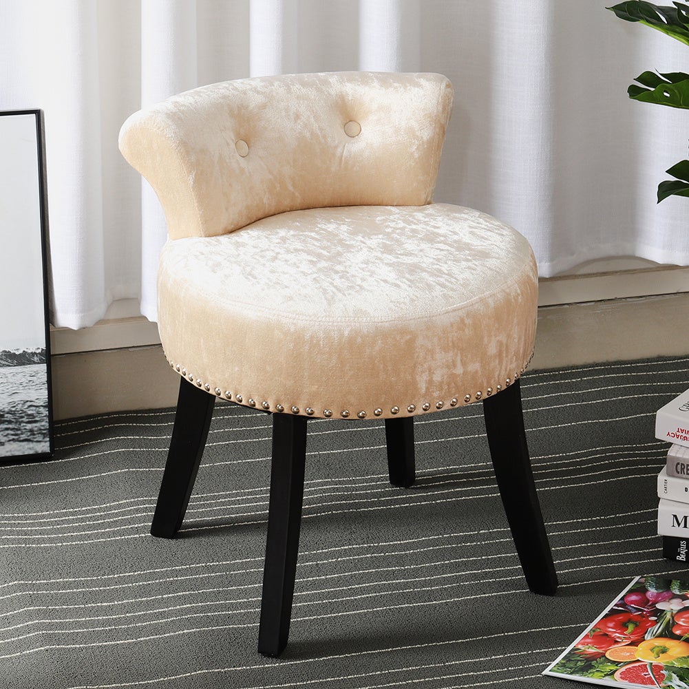 Velvet Upholstery Round Accent Chair Dressing Stool