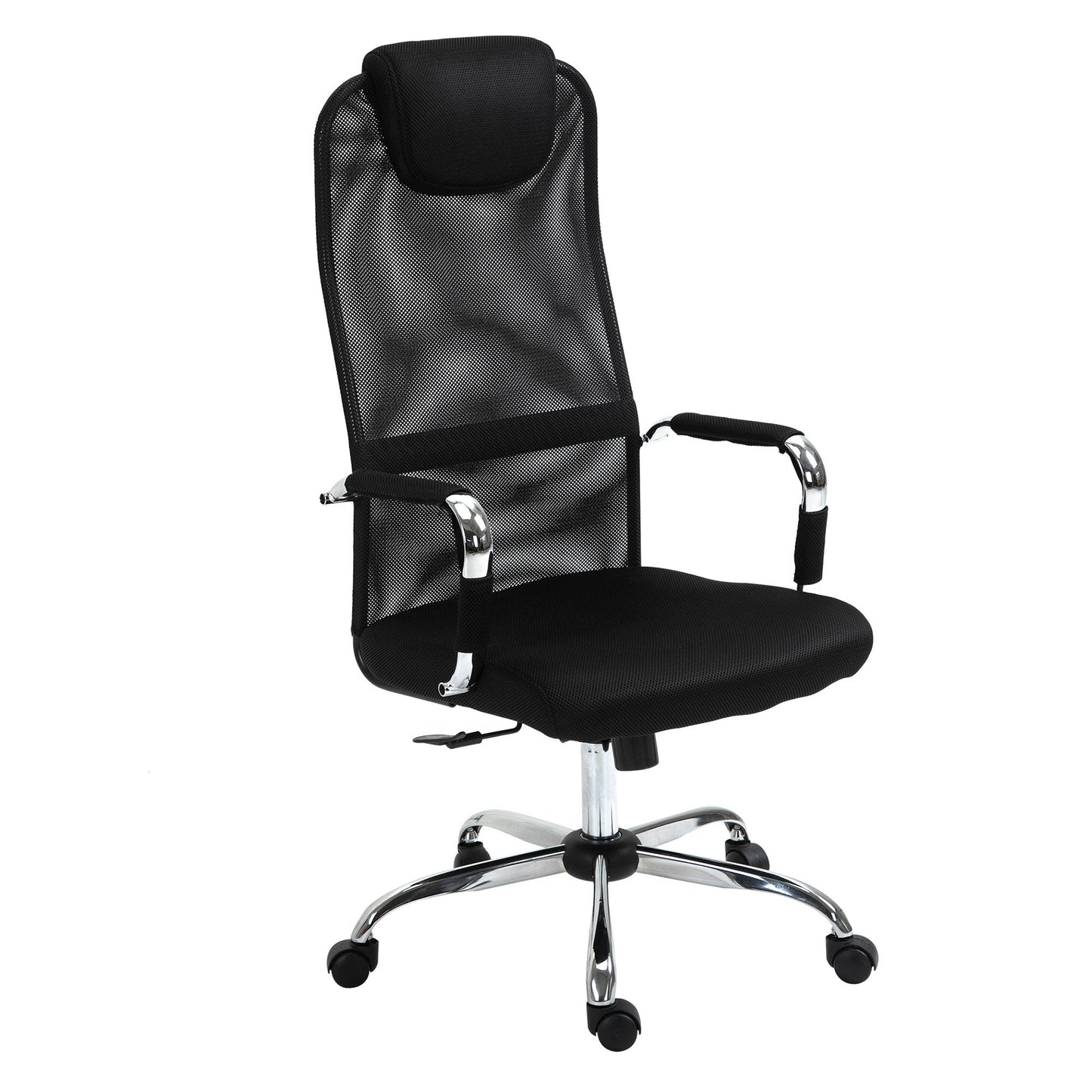 Vinsetto Mesh Fabric Desk Chair Swivel Office Chair  Home Study Rocker with Wheel, Black