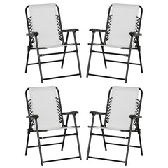 Outsunny Pieces Patio Folding Chair Set, Outdoor Portable Loungers for Camping Pool Beach Deck, Lawn Chairs with Armrest Steel Frame, Cream White