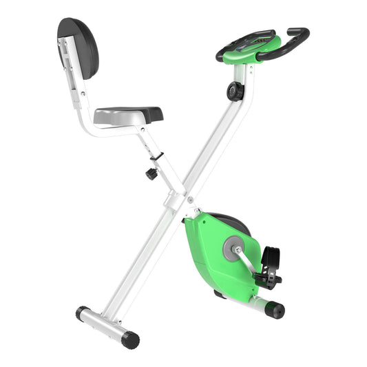 HOMCOM Folding Exercise Bike, Fitness Bicycle Indoor Trainer, 8-Level Magnetic Resistance Adjustable, with LCD Monitor, Pulse Sensor, Green