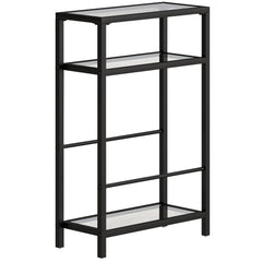 HOMCOM 3-Tier Side Table, Narrow End Table with Storage Shelf and Tempered Glass Tabletop for Small Spaces, Black
