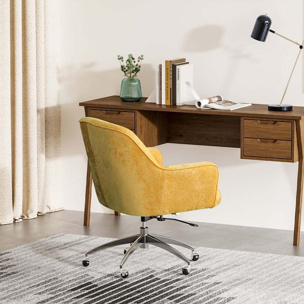 Velvet Upholstered Wheeled Swivel Office Chair