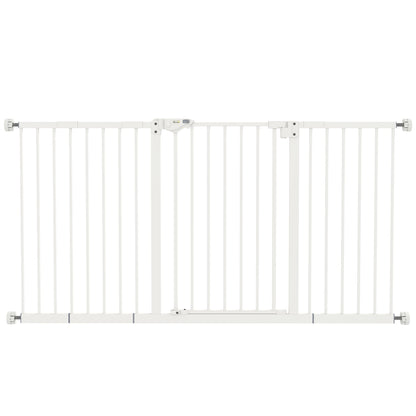 PawHut Adjustable Safety Gate w/ Three Extensions, Four Adjustable Screws, White