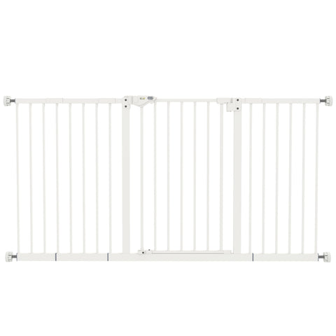 PawHut Adjustable Safety Gate w/ Three Extensions, Four Adjustable Screws, White