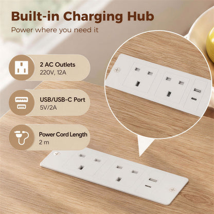 HOMCOM Kitchen Trolley on Wheels, Rolling Kitchen Island Cart with Power Outlet, Cabinet, Pull-Out Drawer, White