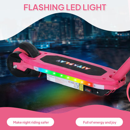AIYAPLAY Electric Scooter for Kids 6-14 Years, with Colourful Lights, Pink