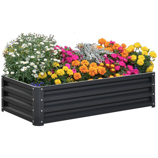 Outsunny Raised Beds for Garden, Galvanized Outdoor Planters, for Herbs and Vegetables, Use for Patio, Backyard, Balcony, Grey