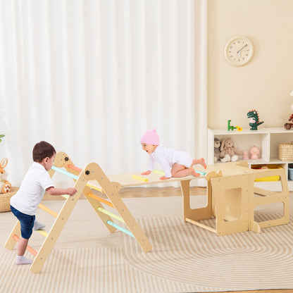 7-in-1 Toddler Climbing Toy Set Folding with Step Stool Ages 3-14 Years Old-Colourful