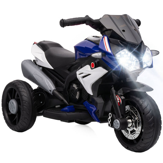 HOMCOM Kids Electric Motorcycle, 6V Ride on Motorcycle with 3 Wheels, LED Headlight, Music, Horn for Boys Girls 3-5 Y, Blue
