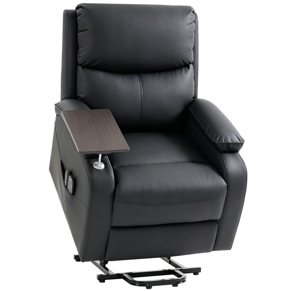 HOMCOM Riser Recliner Chair with Massage and Heat, Electric Lift Recliner Armchair for Elderly, with Side Table, Black