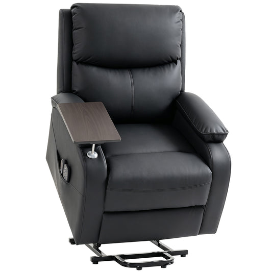 HOMCOM Riser Recliner Chair with Massage and Heat, Electric Lift Recliner Armchair for Elderly, with Side Table, Black