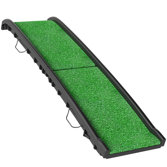 PawHut Foldable Dog Ramp with Artificial Anti-slip Surface, Portable & Lightweight, for Cars, Home, 155 x 38.5 x 15.5 cm