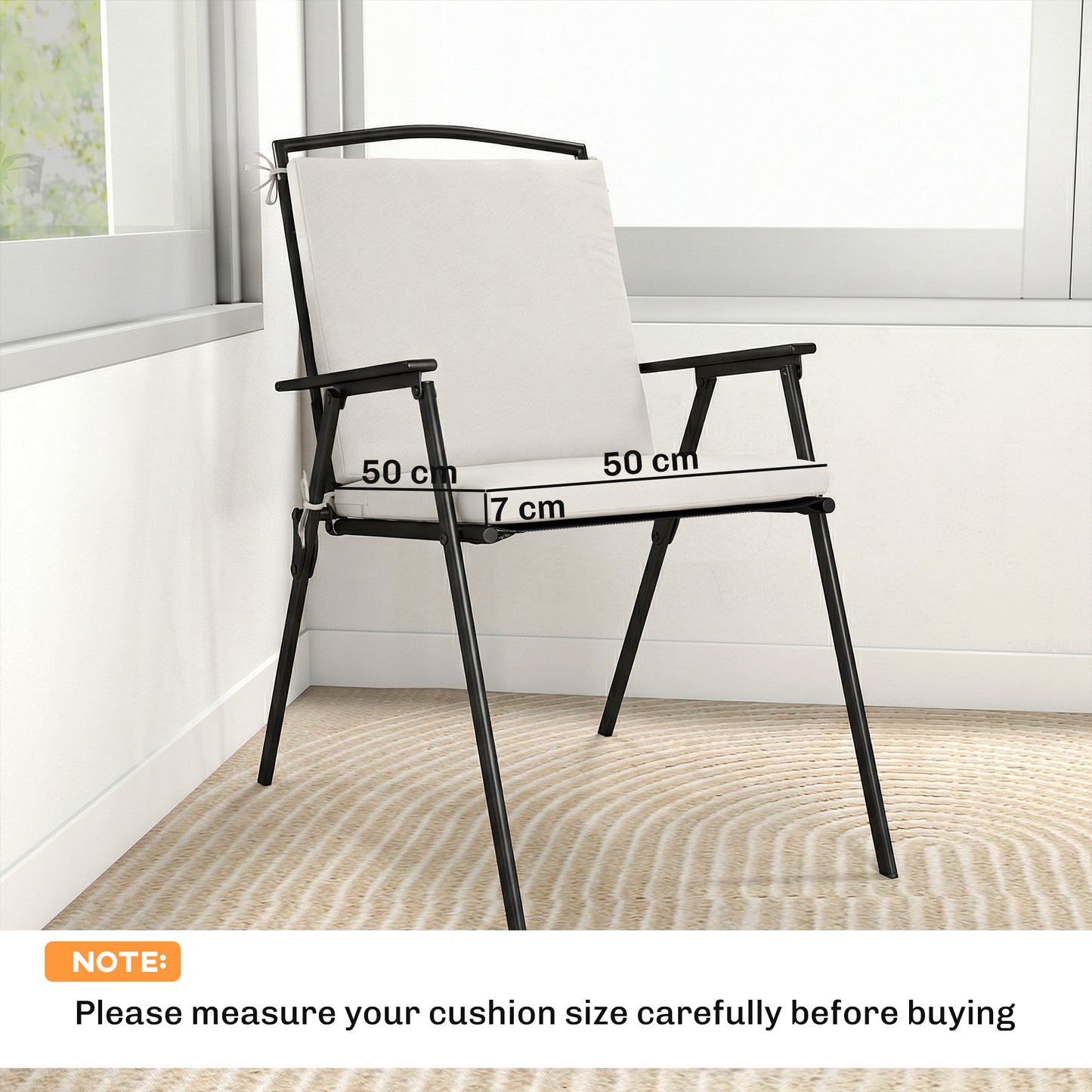 Outsunny Outdoor Seat Cushions Set of 2 with Ties, Waterproof Garden Seat Pads, Cream White