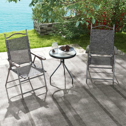 Outsunny Set of Two Folding Garden Chairs, with Fabric Mesh Seats - Grey