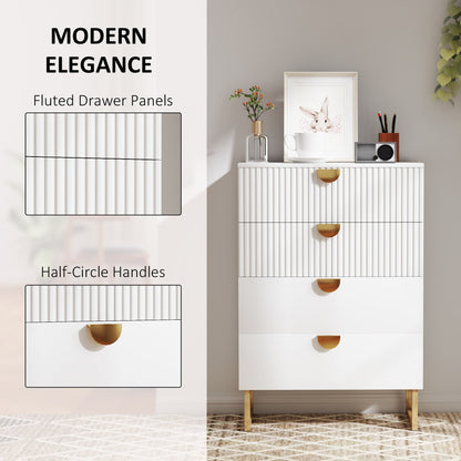 HOMCOM Elegant Chest of Four Drawers - White
