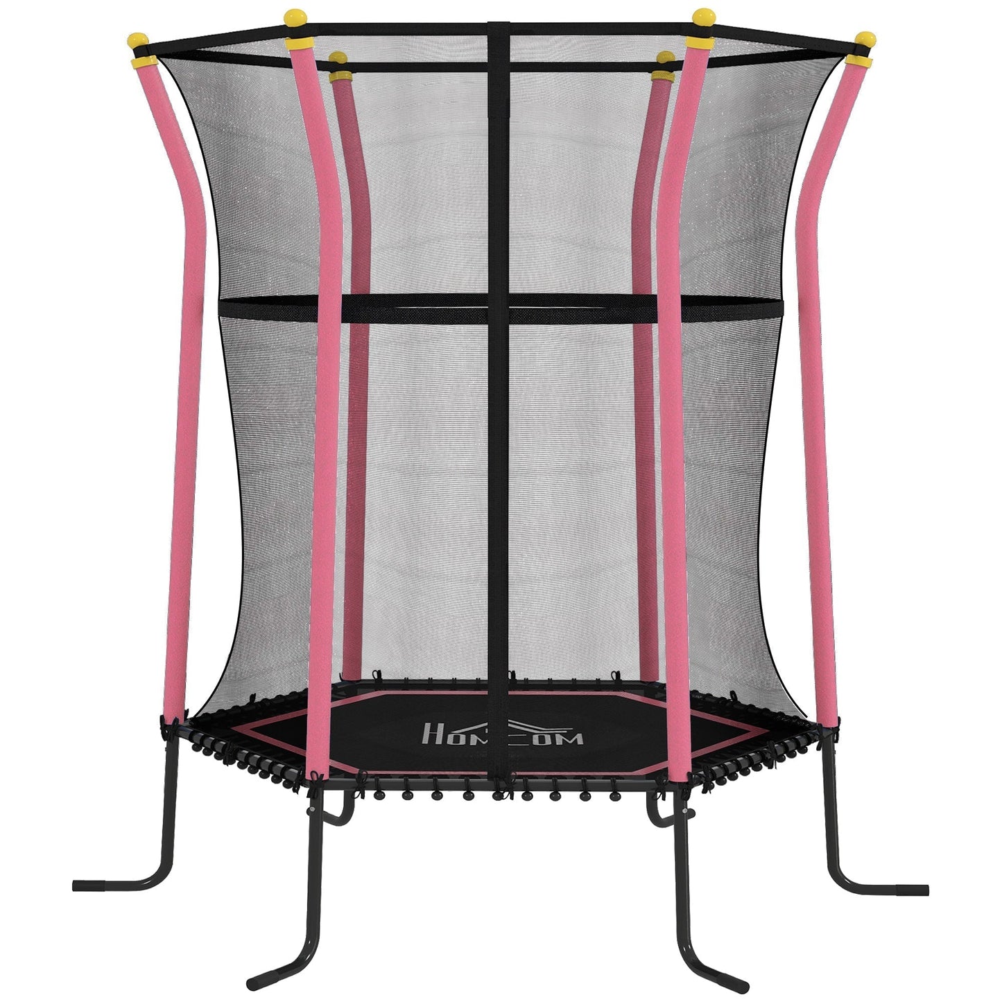 HOMCOM Kids Trampoline Mini Bouncer with Enclosure Safety Net For Ages 3-10 Years - Pink