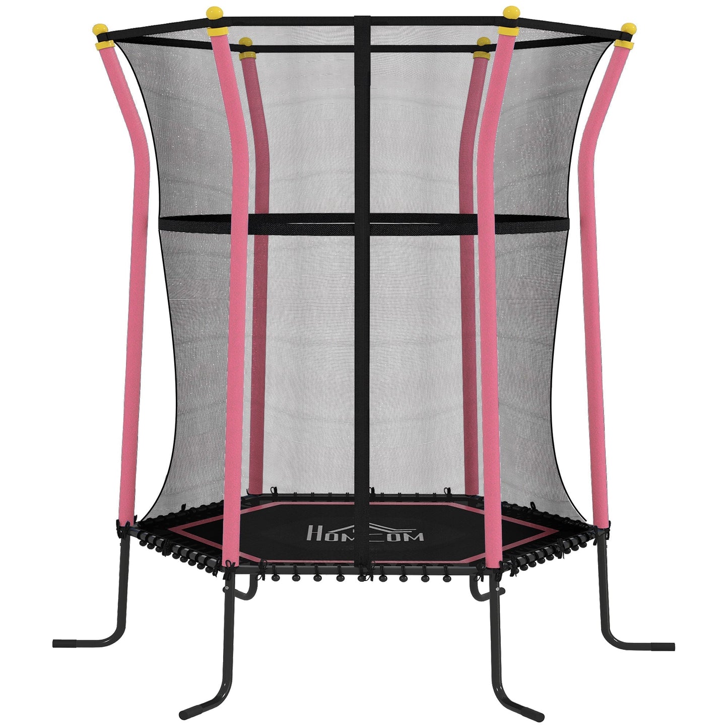 HOMCOM Kids Trampoline Mini Bouncer with Enclosure Safety Net For Ages 3-10 Years - Pink
