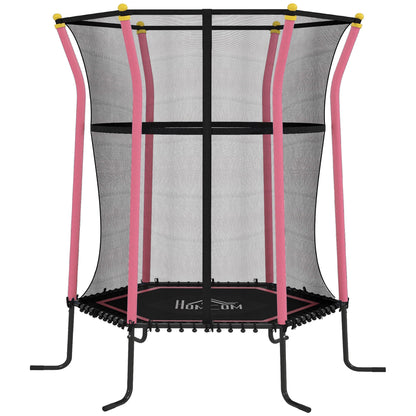HOMCOM Kids Trampoline Mini Bouncer with Enclosure Safety Net For Ages 3-10 Years - Pink