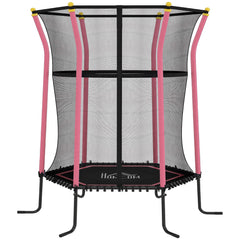 HOMCOM Kids Trampoline Mini Bouncer with Enclosure Safety Net For Ages 3-10 Years - Pink