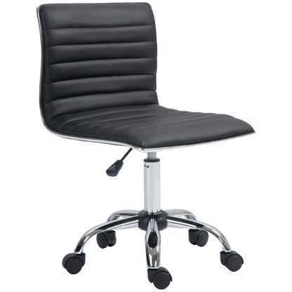 Vinsetto Adjustable Swivel Office Chair with Armless Mid-Back in PU Leather and Chrome Base - Black