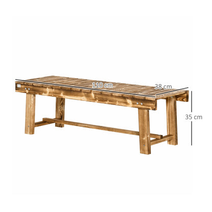 Outsunny 1 Piece 2-seater Outdoor Indoor Wooden Garden Bench Fir Patio Loveseat, 110L x 38W x 35Hcm, Carbonised