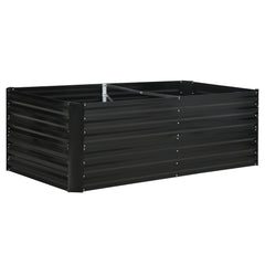 Outsunny Raised Beds for Garden, Galvanised Steel Outdoor Planters with Multi-reinforced Rods, 180 x 90 x 59 cm, Black