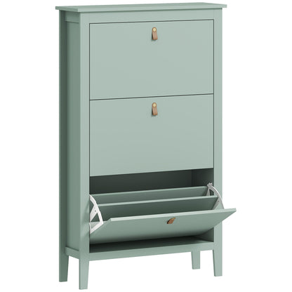 HOMCOM Modern Three-Drawer Shoe Cabinet - Green