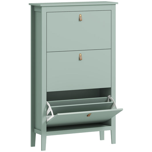 HOMCOM Modern Three-Drawer Shoe Cabinet - Green