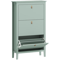 HOMCOM Modern Three-Drawer Shoe Cabinet - Green