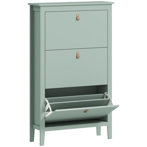 HOMCOM Modern Three-Drawer Shoe Cabinet - Green