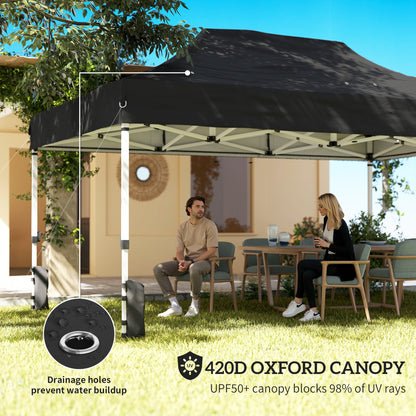 Outsunny 3 x 4.5 m Pop Up Gazebo with Mesh Nettings, UPF50+ Heavy Duty Outdoor Garden Party Tent Marquee, Black