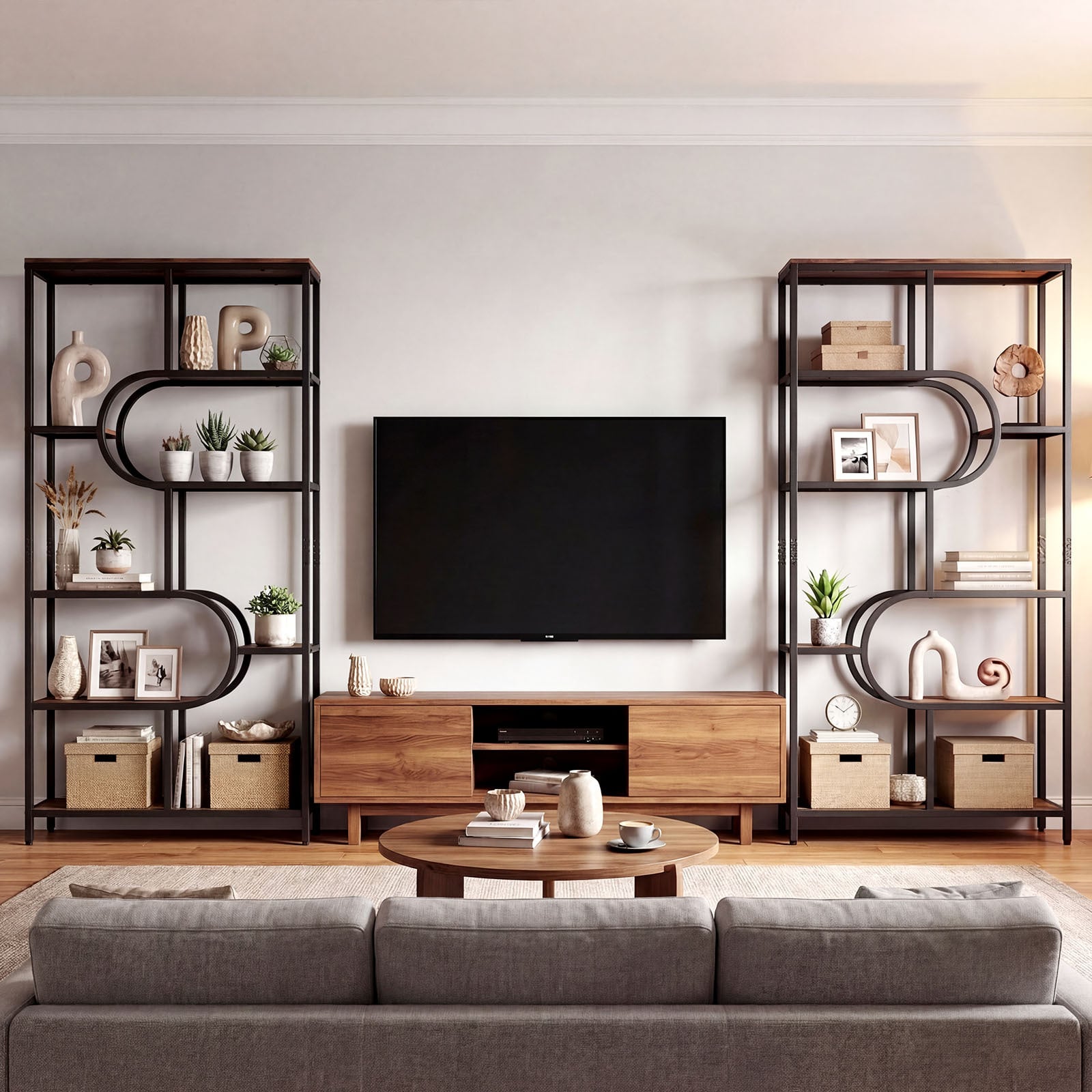 8-Tier Bookshelf Tall Etagere Bookcase with Open Storage Shelves-Brown