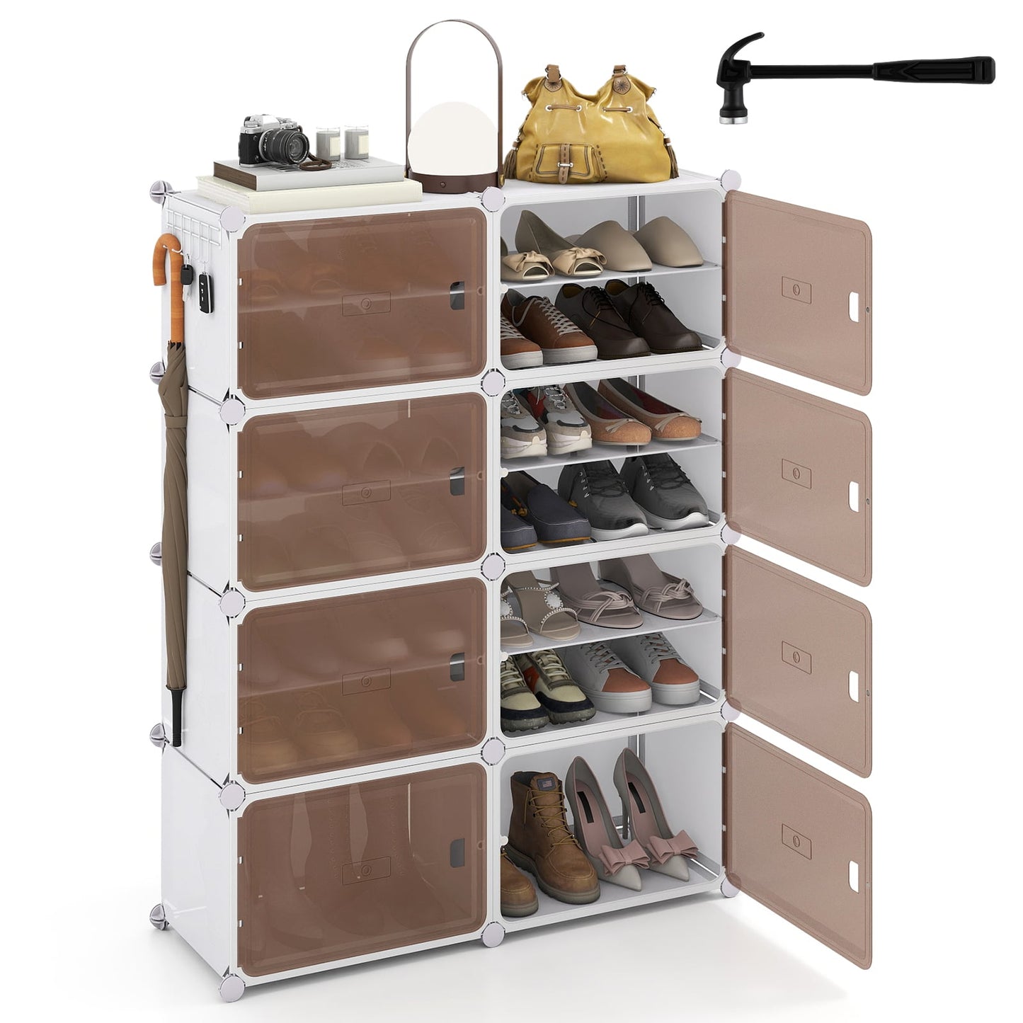 8 Tier Shoe Storage Cabinet with Removable Shelves