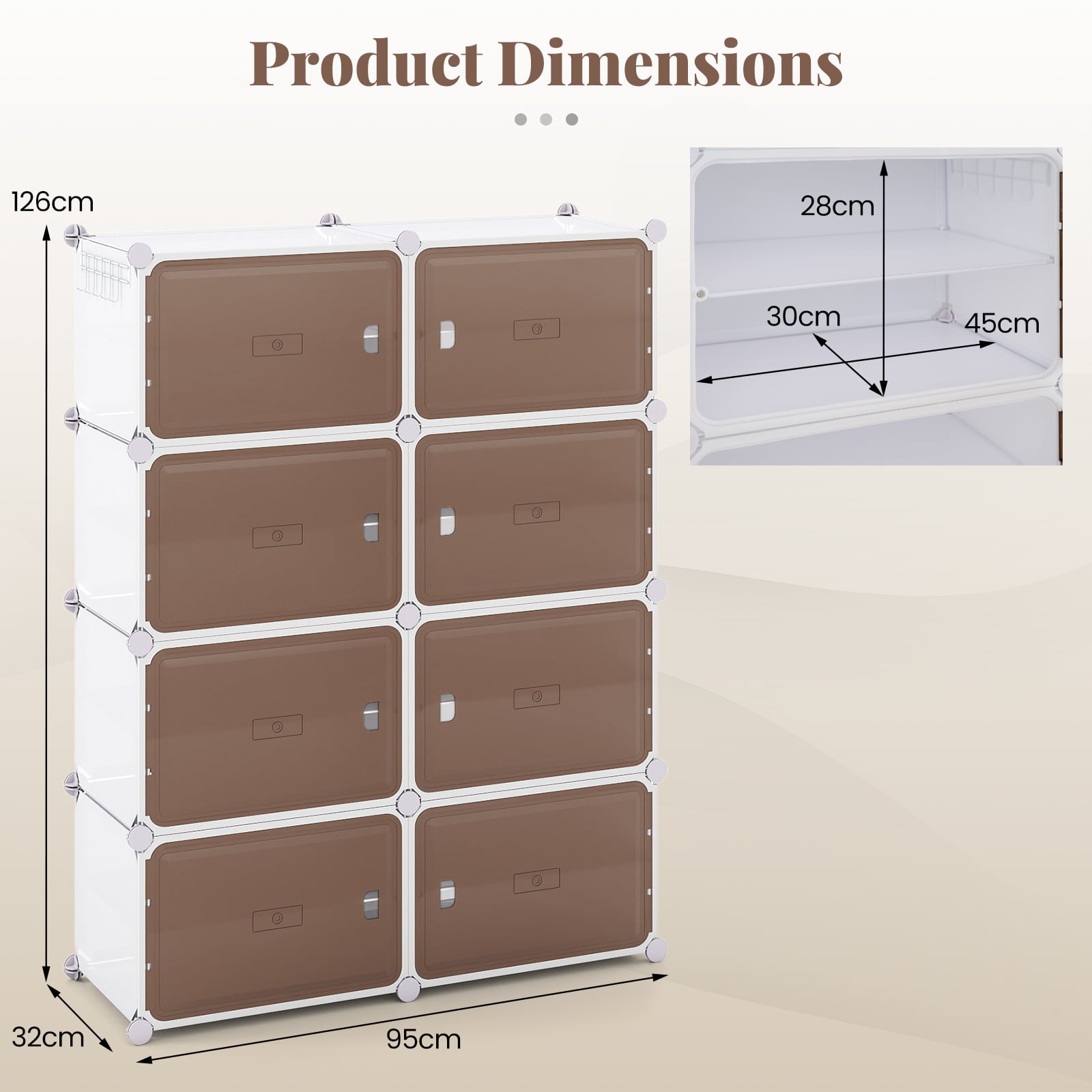 8 Tier Shoe Storage Cabinet with Removable Shelves