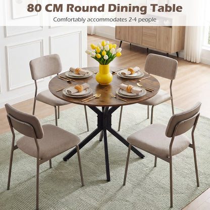 80 CM Round Dining Table for 2-4 People Drop Leaf Expandable Kitchen Table-Rustic Brown
