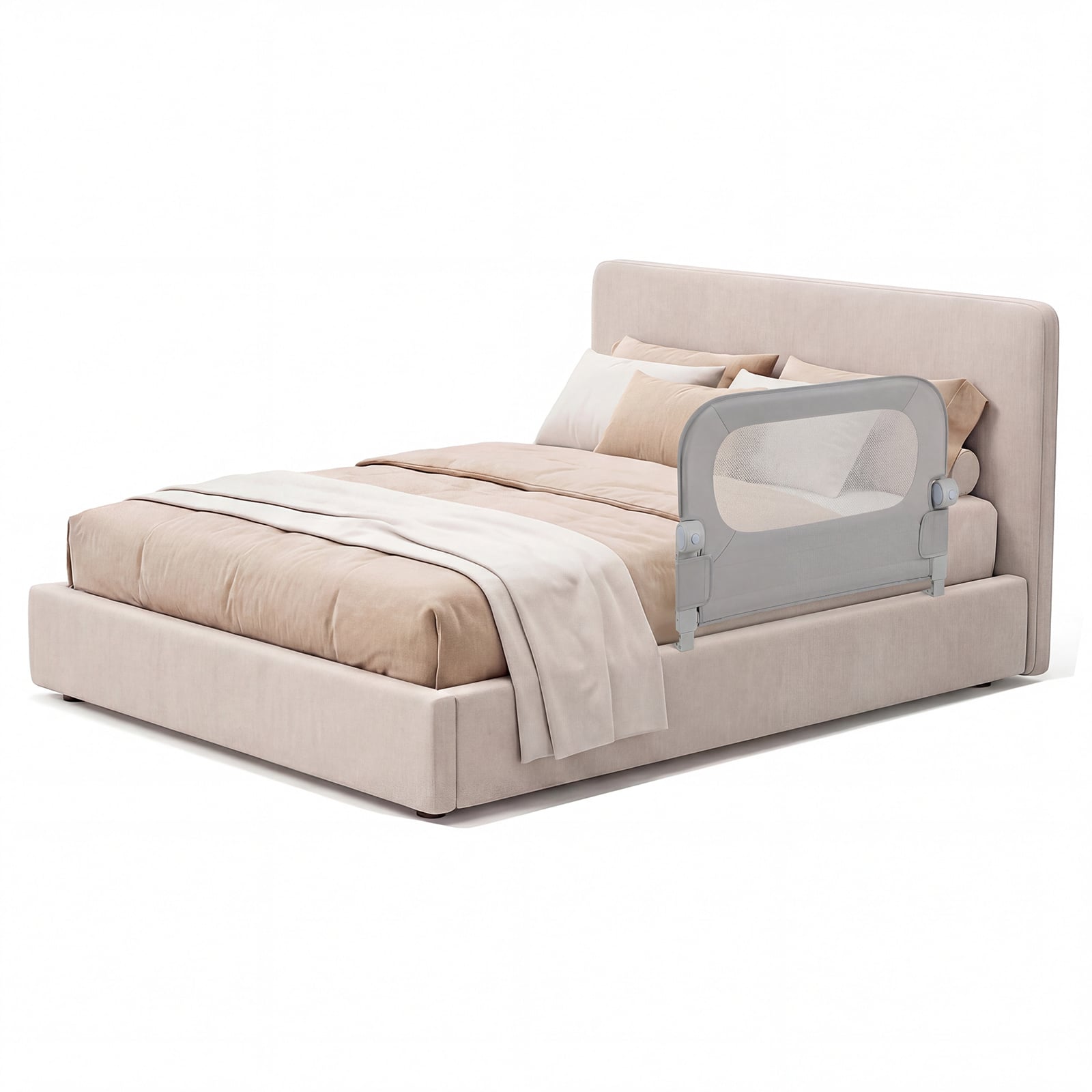 80 cm Long Adjustable Baby Bed Rail Guard with Extra Buckle-Grey