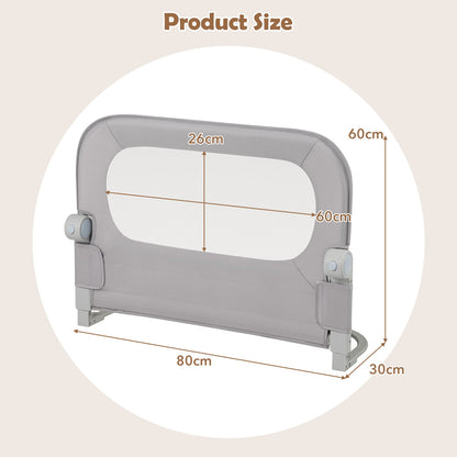 80 cm Long Adjustable Baby Bed Rail Guard with Extra Buckle-Grey