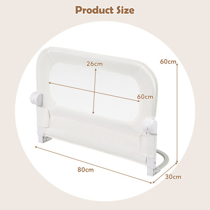 80 cm Long Adjustable Baby Bed Rail Guard with Extra Buckle-White