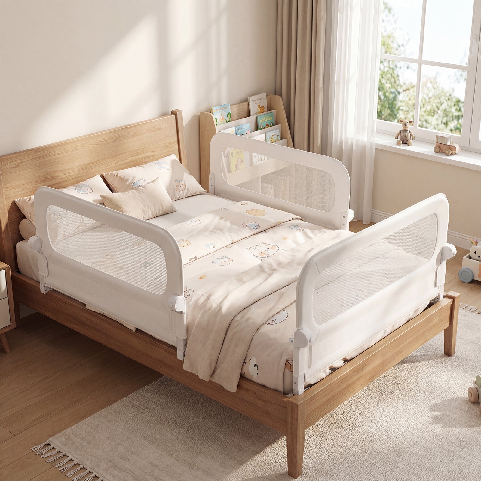 80 cm Long Adjustable Baby Bed Rail Guard with Extra Buckle-White