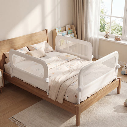 80 cm Long Adjustable Baby Bed Rail Guard with Extra Buckle-White