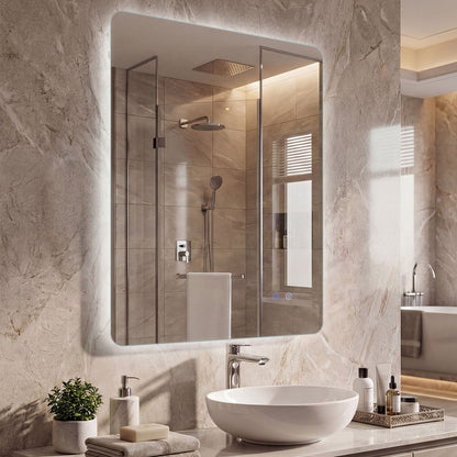 80 cm x 60 cm Rectangle LED Lighted Mirror Wall Mounted Mirror