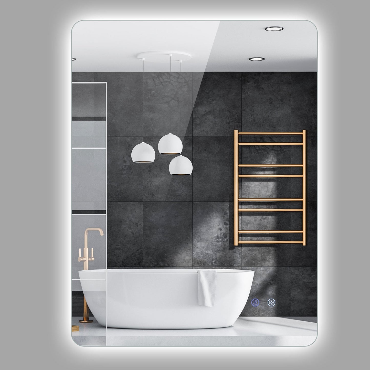 80 cm x 60 cm Rectangle LED Lighted Mirror Wall Mounted Mirror