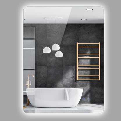 80 cm x 60 cm Rectangle LED Lighted Mirror Wall Mounted Mirror
