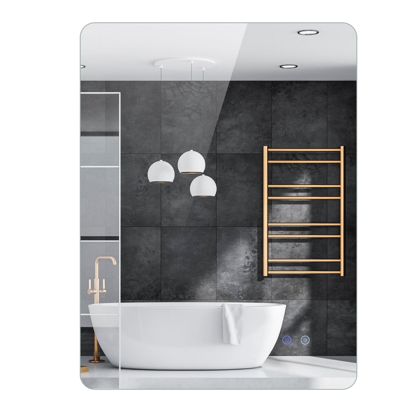 80 cm x 60 cm Rectangle LED Lighted Mirror Wall Mounted Mirror