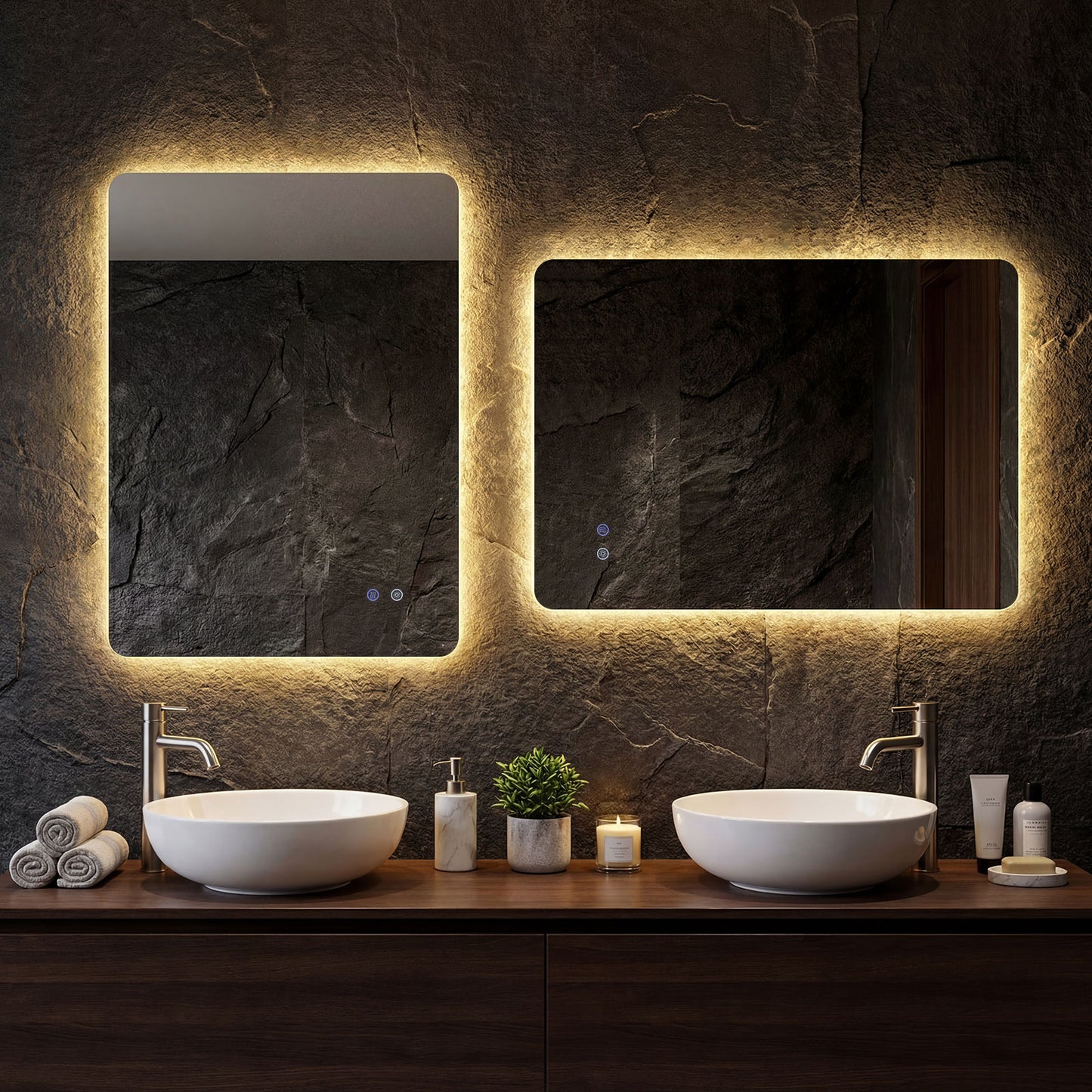 80 cm x 60 cm Rectangle LED Lighted Mirror Wall Mounted Mirror
