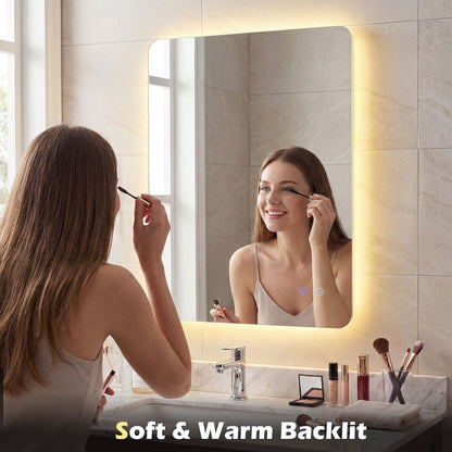 80 cm x 60 cm Rectangle LED Lighted Mirror Wall Mounted Mirror