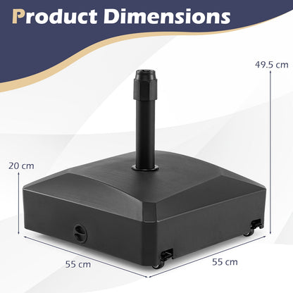 80 kg Fillable Mobile Umbrella Base with 4 Wheels-Black